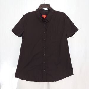Dickies Shirt Girls XL Black Button Down Casual Rocker Punk